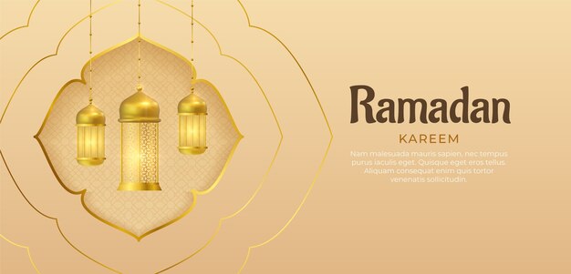 Plantilla de banner realista para la celebración del ramadán islámico