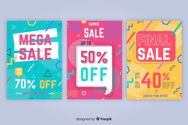 Plantilla de banner de rebajas estilo memphis