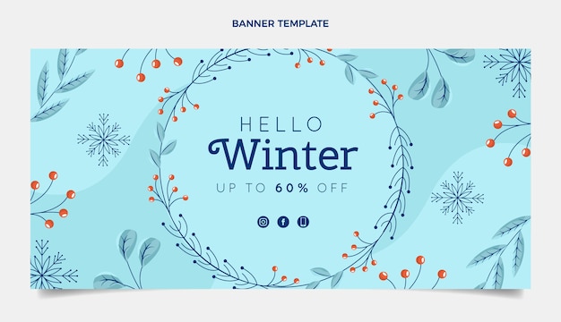 Vector gratuito plantilla de banner de rebajas de invierno plano