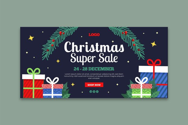 Plantilla de banner de rebajas de navidad