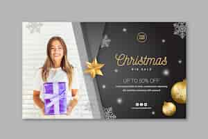 Vector gratuito plantilla de banner de rebajas de navidad