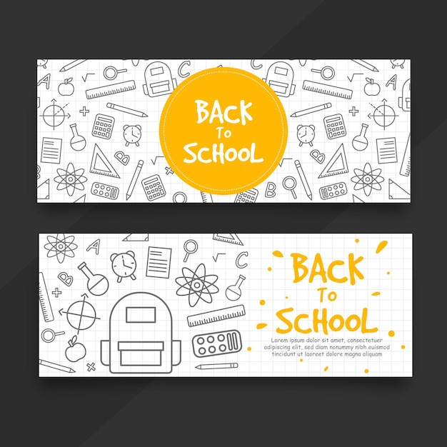 Vector gratuito plantilla de banner de regreso a la escuela de diseño plano