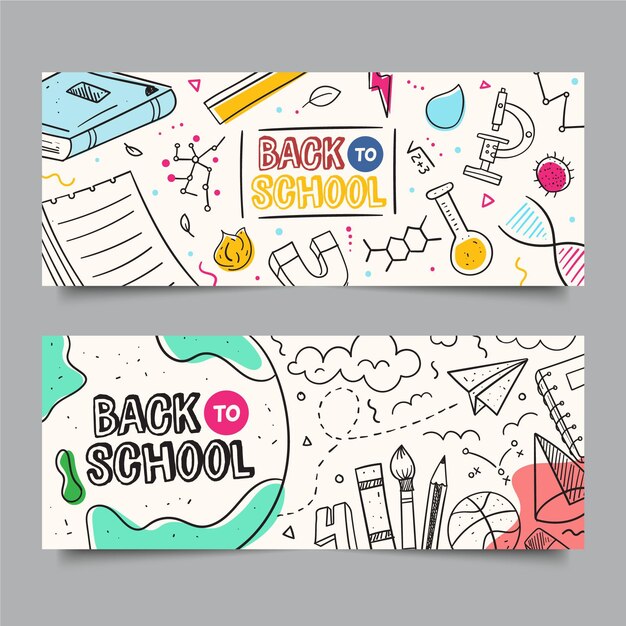 Plantilla de banner de regreso a la escuela de pizarra