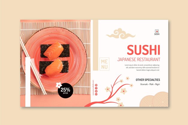 Plantilla de banner de restaurante japonés