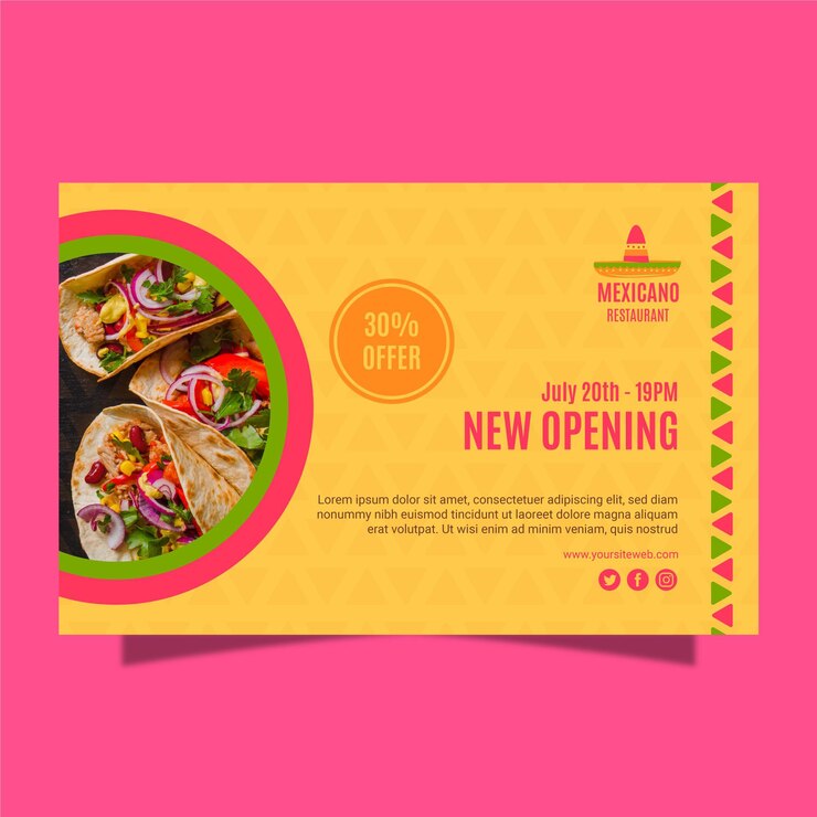 Vector gratuito plantilla de banner de restaurante mexicano