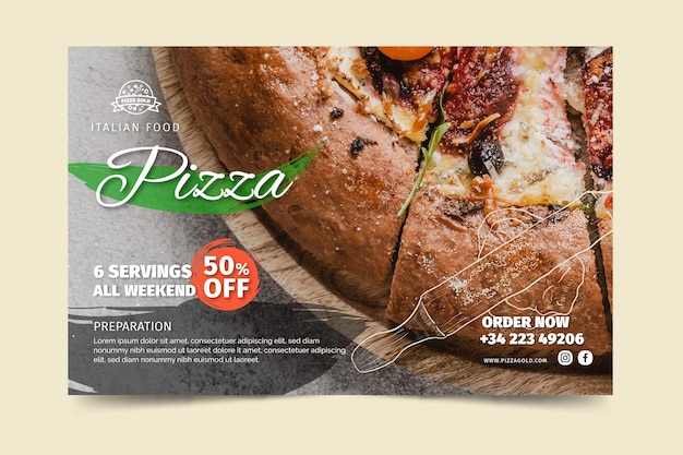 Vector gratuito plantilla de banner de restaurante de pizza