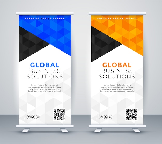 Vector gratuito plantilla de banner de resumen rollup standee