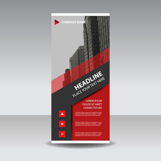 plantilla de banner de rollo creativo rojo