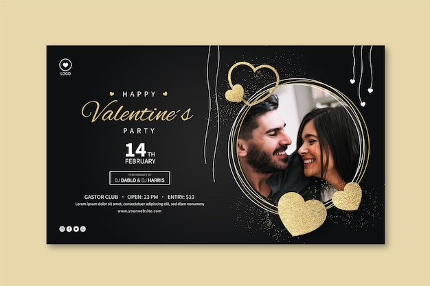 Vector gratuito plantilla de banner de san valentín con foto