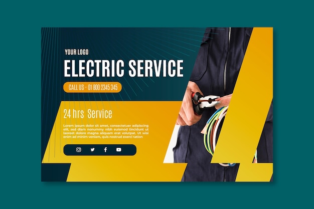 Plantilla de banner de servicio de electricista