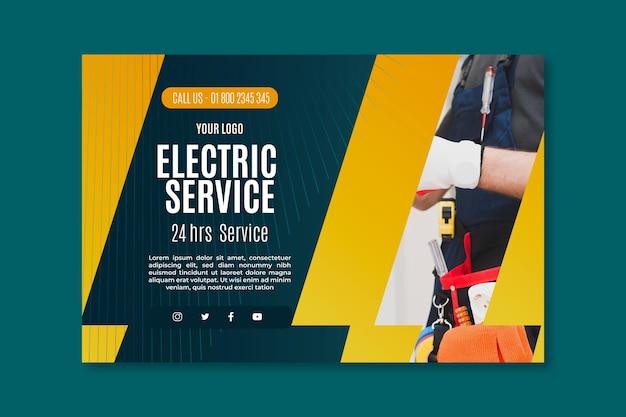 Vector gratuito plantilla de banner de servicio de electricista