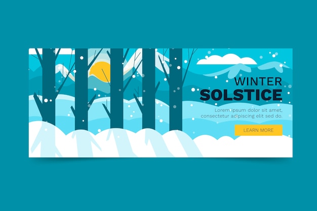 Plantilla de banner de solsticio de invierno en estilo dibujado a mano