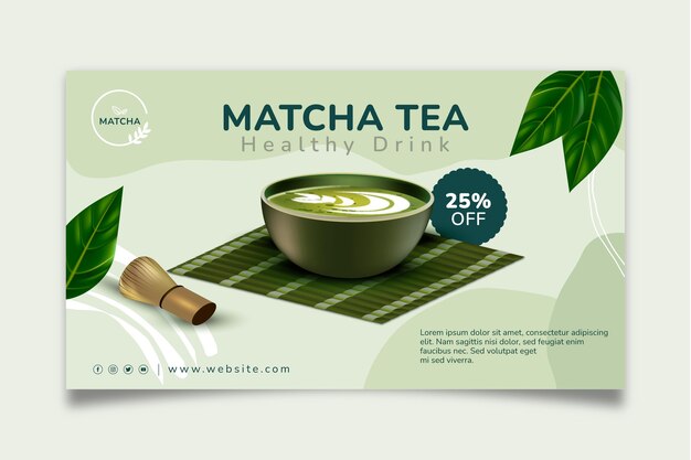 Plantilla de banner de té matcha saludable