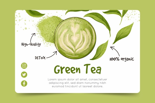 Plantilla de banner de té matcha