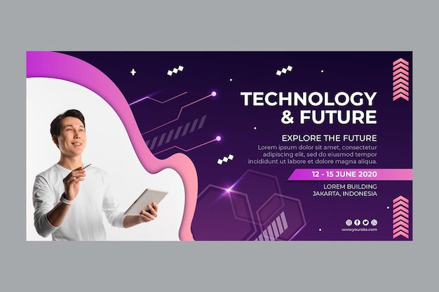 Plantilla de banner de tecnología y futuro