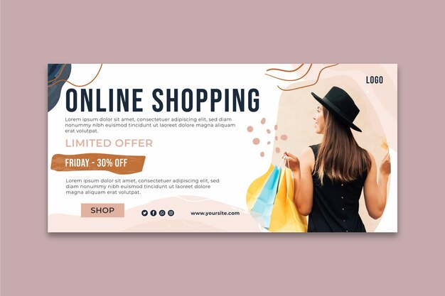 Plantilla de banner de tiempo de compras en línea