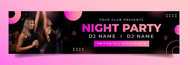 Plantilla de banner de twitch de fiesta nocturna