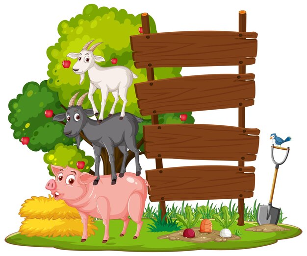 Plantilla de banner vacío con animales de granja