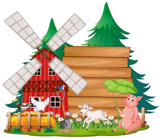 Plantilla de banner vacío con animales de granja