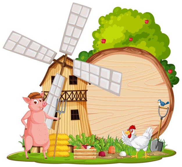 Plantilla de banner vacío con animales de granja
