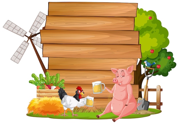 Plantilla de banner vacío con animales de granja