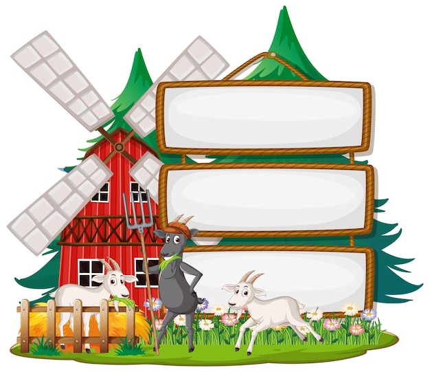 Vector gratuito plantilla de banner vacío con animales de granja