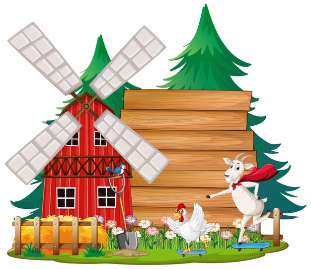 Plantilla de banner vacío con animales de granja