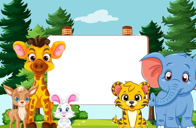 Plantilla de banner vacío con animales salvajes