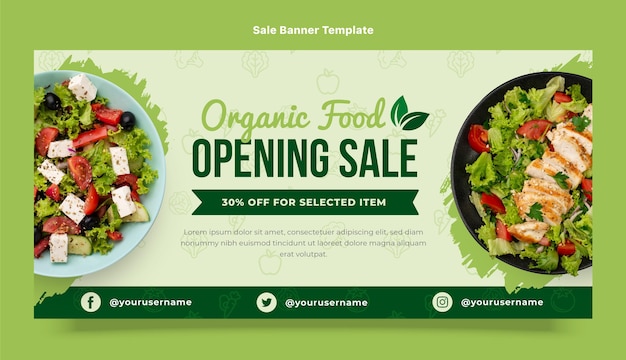 Vector gratuito plantilla de banner de venta de alimentos orgánicos de diseño plano