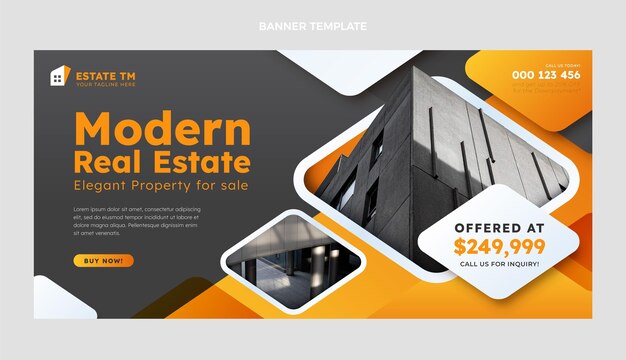 Plantilla de banner de venta de bienes raíces degradado