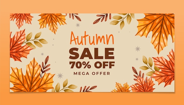 Vector gratuito plantilla de banner de venta de celebración de otoño de acuarela