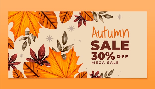 Plantilla de banner de venta de celebración de otoño de acuarela