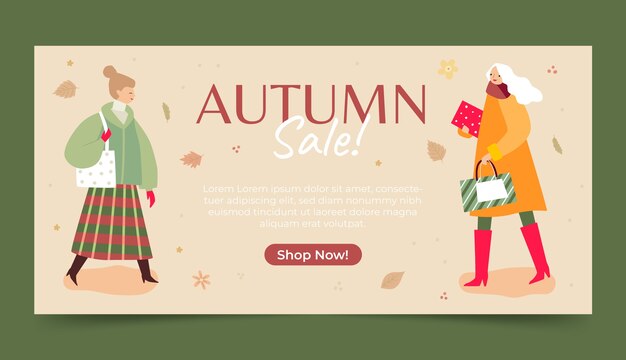Plantilla de banner de venta de celebración de otoño plano