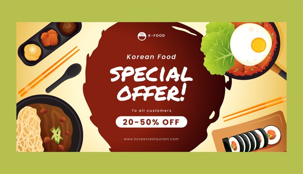 Plantilla de banner de venta de comida coreana tradicional degradado