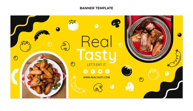 Plantilla de banner de venta de comida de diseño plano