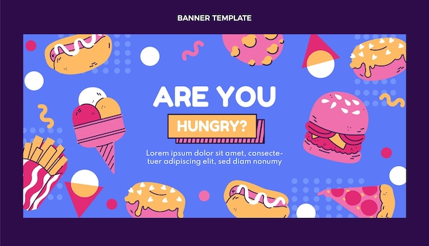 Plantilla de banner de venta de comida rápida de diseño plano