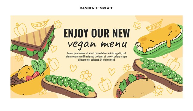 Vector gratuito plantilla de banner de venta de comida vegana de diseño plano