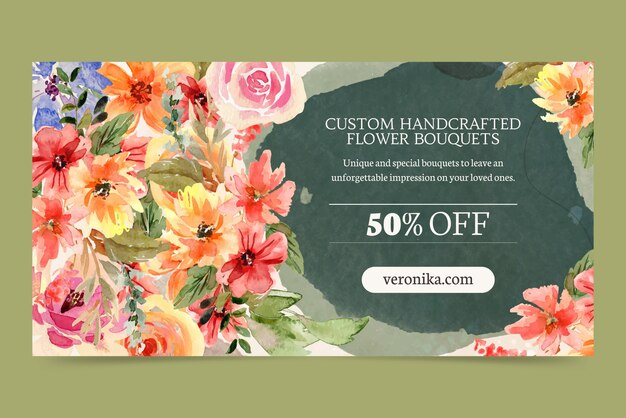 Plantilla de banner de venta de concepto de floristería