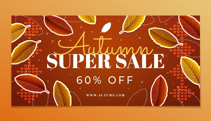 Vector gratuito plantilla de banner de venta de degradado para celebración de otoño