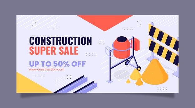 Plantilla de banner de venta de degradado para dominio de construcción