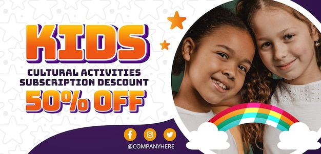 Plantilla de banner de venta degradado para niños
