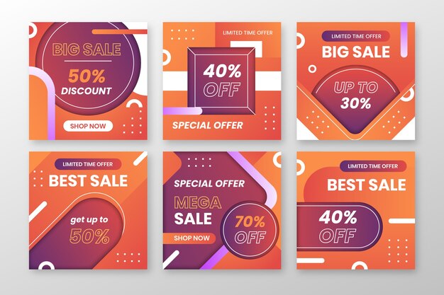 Plantilla de banner de venta degradado