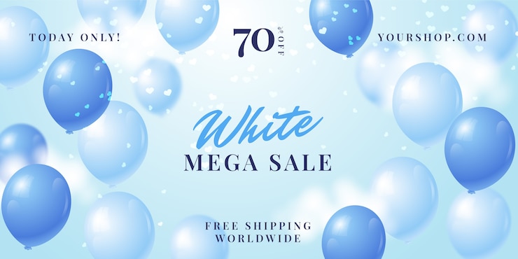 Vector gratuito plantilla de banner de venta de día blanco realista
