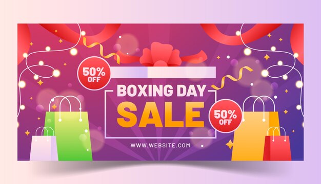 Plantilla de banner de venta de día de boxeo degradado