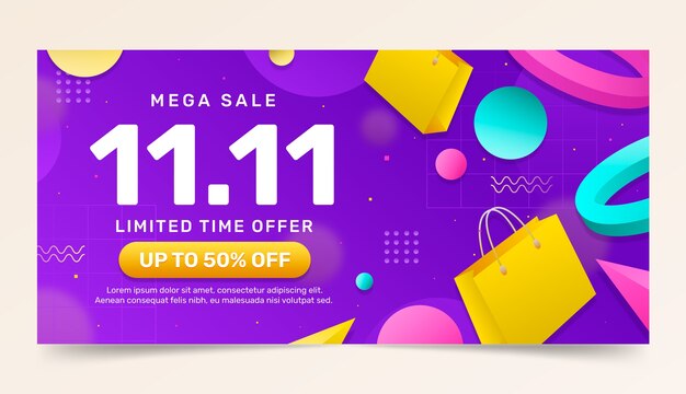 Plantilla de banner de venta de día de compras degradado 11.11