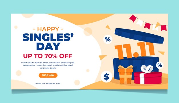 Plantilla de banner de venta de día de compras plano 11.11