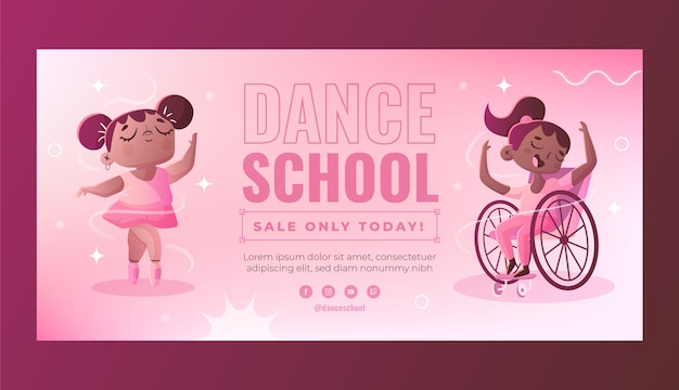 Vector gratuito plantilla de banner de venta de escuela de baile degradado