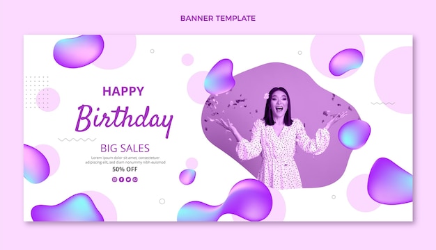 Vector gratuito plantilla de banner de venta de feliz cumpleaños