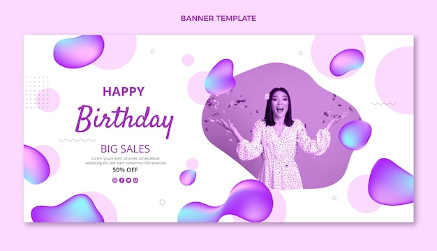 Plantilla de banner de venta de feliz cumpleaños