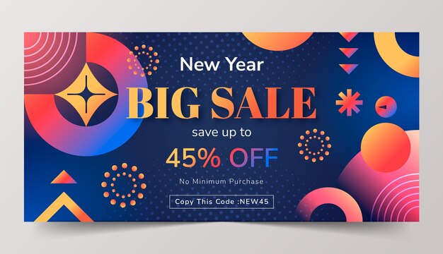 Plantilla de banner de venta de fin de año degradado